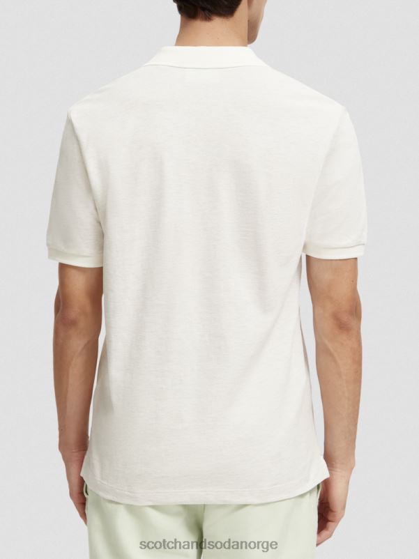 menn polo i økologisk bomull denim hvit melange N40XD470 klær Scotch & Soda