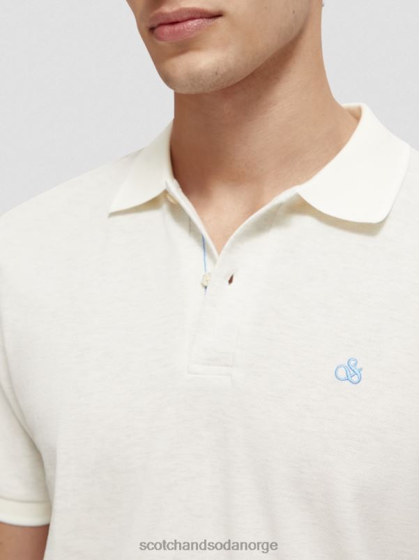 menn polo i økologisk bomull denim hvit melange N40XD470 klær Scotch & Soda
