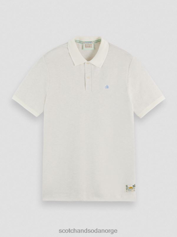menn polo i økologisk bomull denim hvit melange N40XD470 klær Scotch & Soda