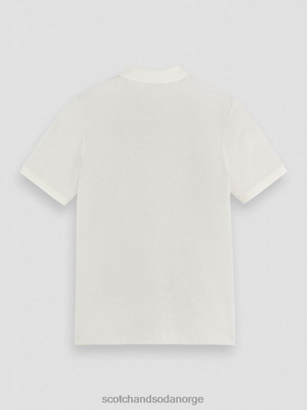 menn polo i økologisk bomull denim hvit melange N40XD470 klær Scotch & Soda