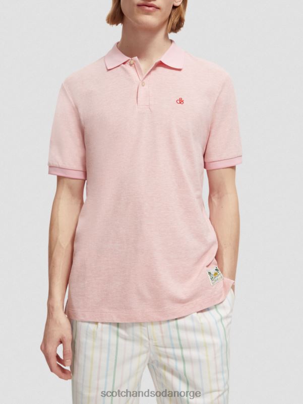 menn polo i økologisk bomull flamingo melange N40XD471 klær Scotch & Soda