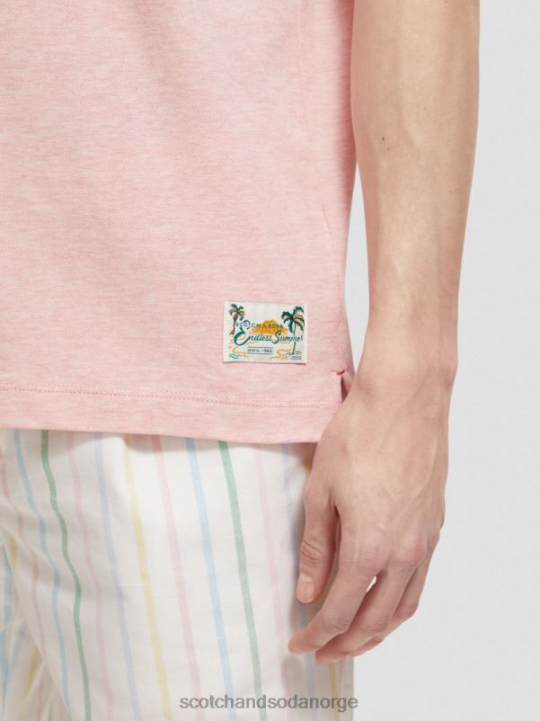 menn polo i økologisk bomull flamingo melange N40XD471 klær Scotch & Soda