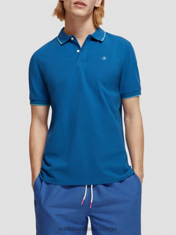 menn polo i økologisk bomull riviera blå N40XD451 klær Scotch & Soda