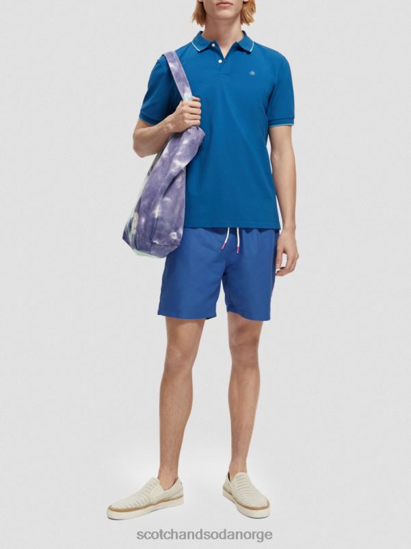 menn polo i økologisk bomull riviera blå N40XD451 klær Scotch & Soda