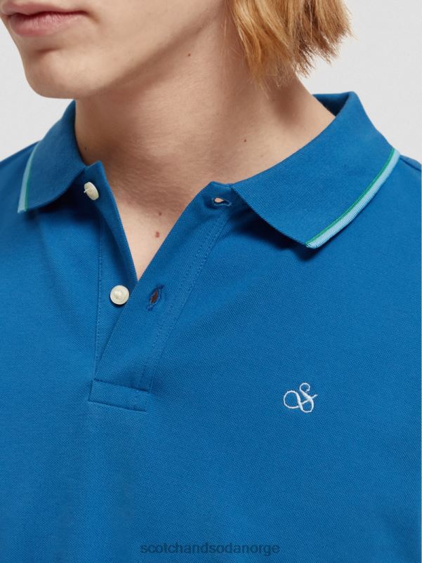 menn polo i økologisk bomull riviera blå N40XD451 klær Scotch & Soda