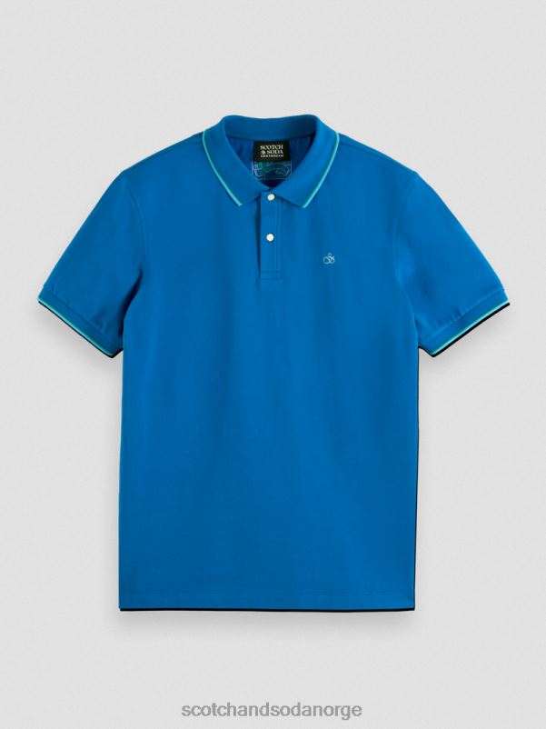 menn polo i økologisk bomull riviera blå N40XD451 klær Scotch & Soda