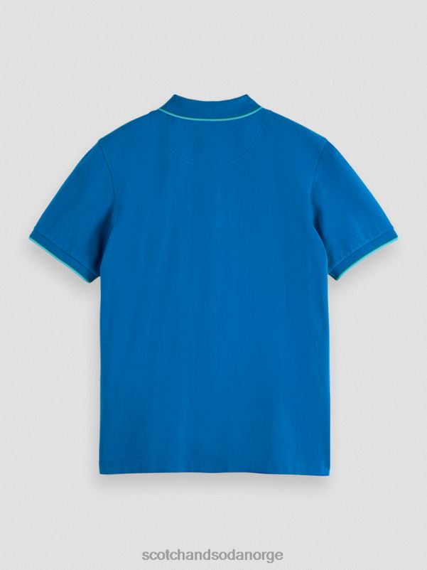 menn polo i økologisk bomull riviera blå N40XD451 klær Scotch & Soda