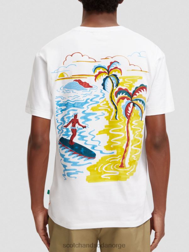 menn t-skjorte med brodert kunst hvit N40XD394 klær Scotch & Soda