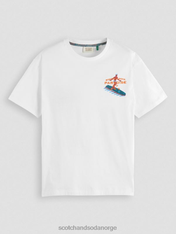 menn t-skjorte med brodert kunst hvit N40XD394 klær Scotch & Soda