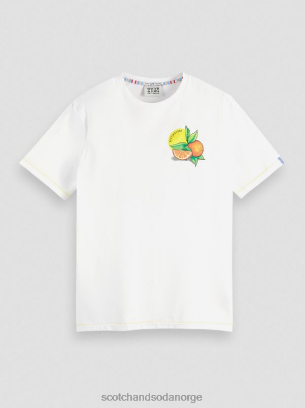 menn t-skjorte med kunstverk i vanlig passform hvit N40XD435 klær Scotch & Soda
