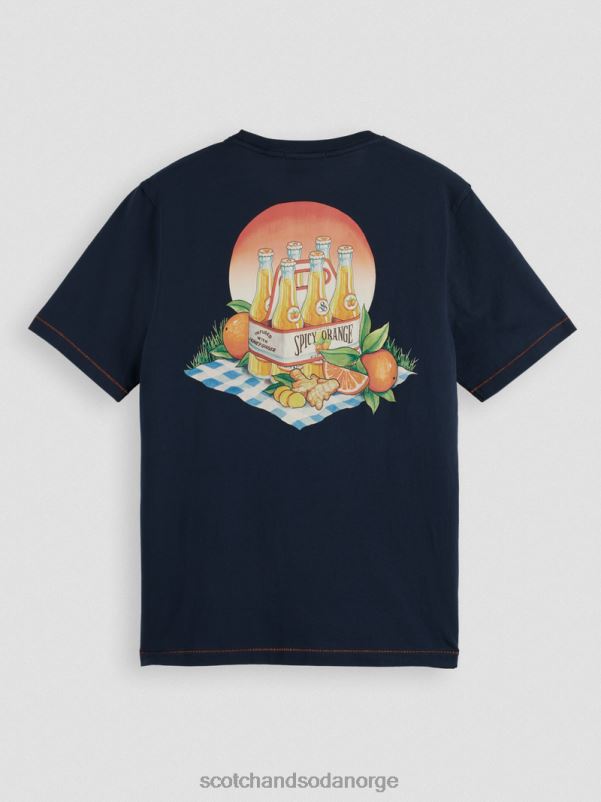 menn t-skjorte med kunstverk i vanlig passform marinen N40XD434 klær Scotch & Soda