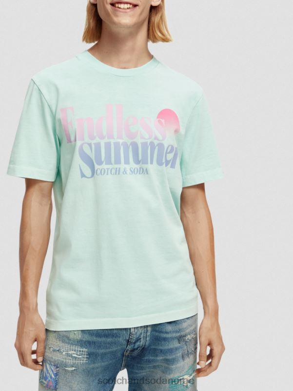menn t-skjorte med vanlig passform, farget kunstverk bukt N40XD358 klær Scotch & Soda