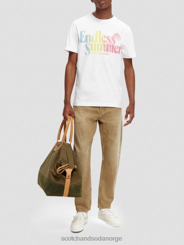 menn t-skjorte med vanlig passform, farget kunstverk hvit N40XD355 klær Scotch & Soda