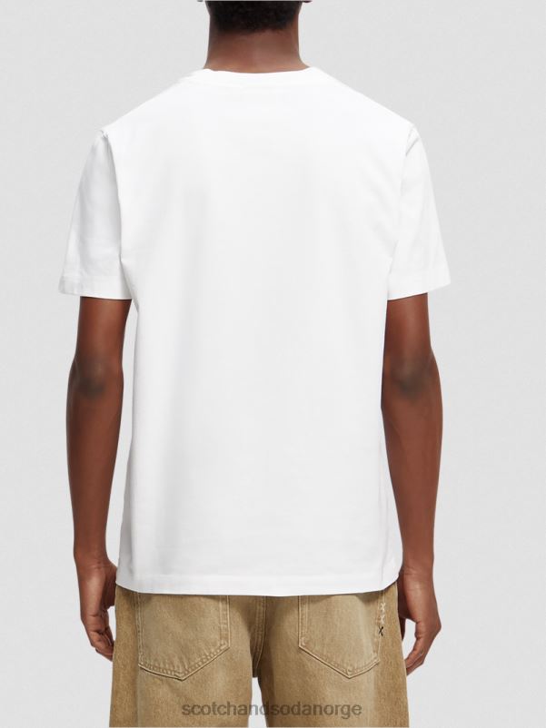 menn t-skjorte med vanlig passform, farget kunstverk hvit N40XD355 klær Scotch & Soda