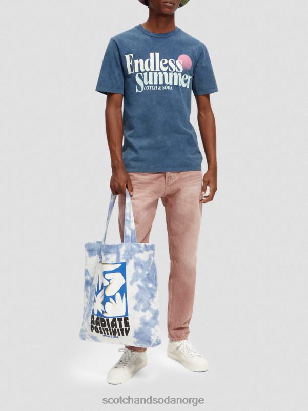 menn t-skjorte med vanlig passform, farget kunstverk marine N40XD354 klær Scotch & Soda