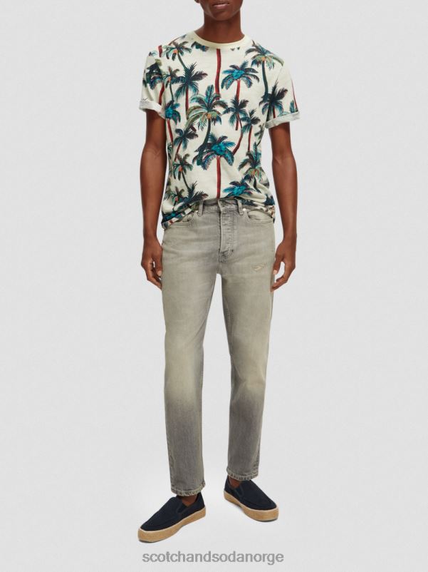 menn trykt t-skjorte med rund hals offwhite palmer aop N40XD411 klær Scotch & Soda
