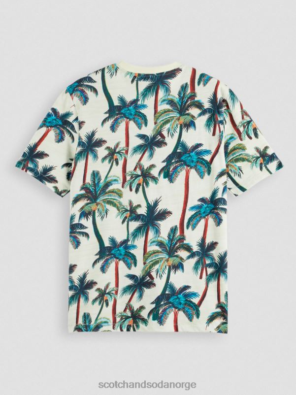 menn trykt t-skjorte med rund hals offwhite palmer aop N40XD411 klær Scotch & Soda