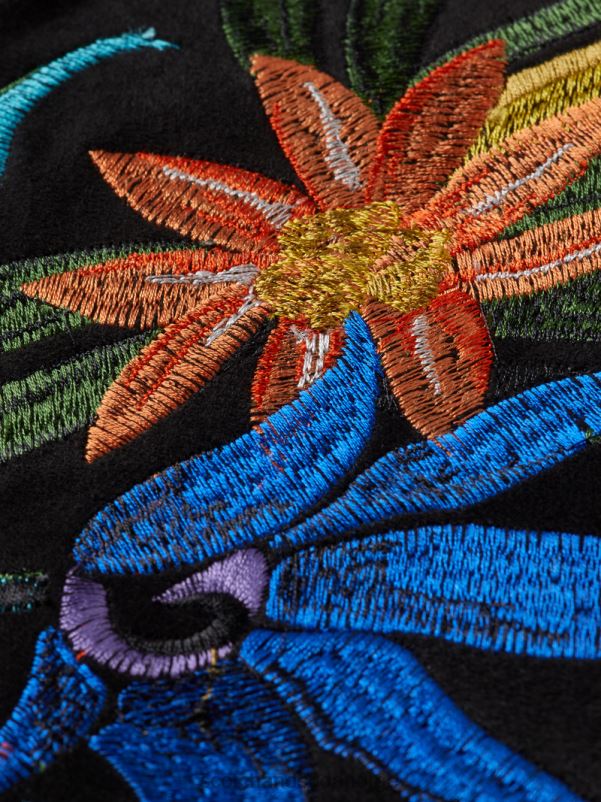 menn brodert bomberjakke i semsket skinn svart N40XD563 klær Scotch & Soda