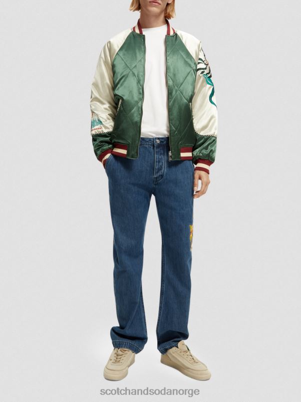 menn brodert sateng bomberjakke kombo a N40XD559 klær Scotch & Soda