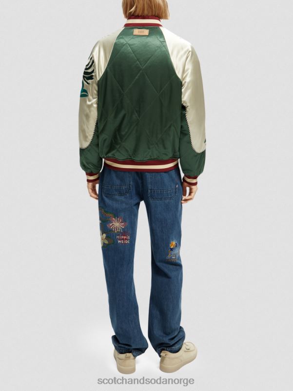 menn brodert sateng bomberjakke kombo a N40XD559 klær Scotch & Soda