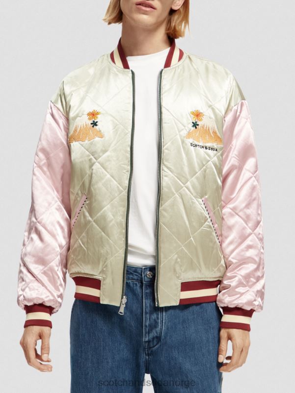 menn brodert sateng bomberjakke kombo a N40XD559 klær Scotch & Soda