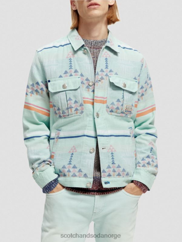 menn jacquard denim ikat overskjorte kombo a N40XD560 klær Scotch & Soda