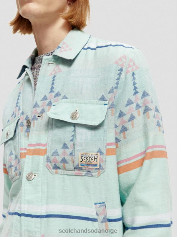 menn jacquard denim ikat overskjorte kombo a N40XD560 klær Scotch & Soda