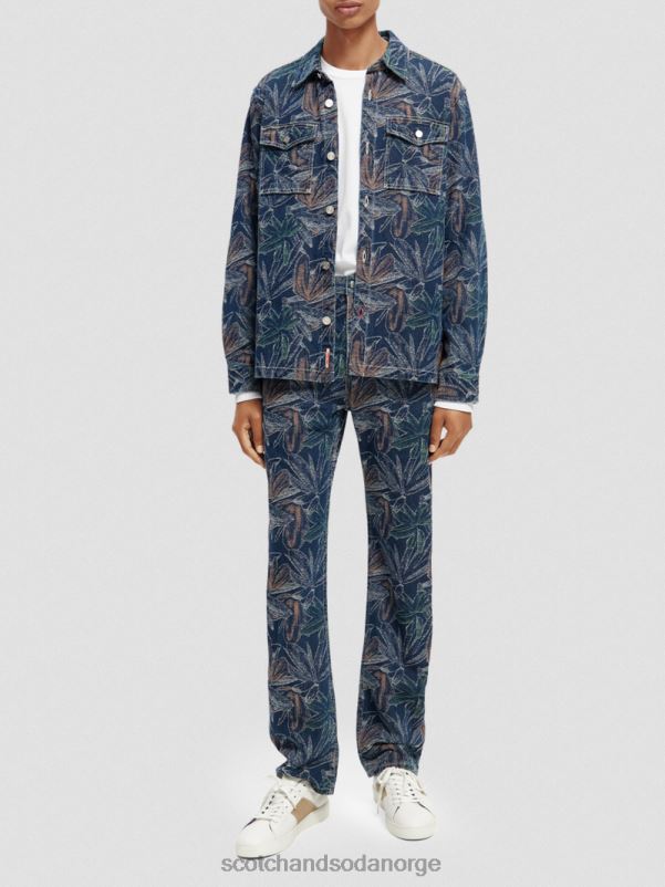 menn jacquard floral denim overskjorte indigo jacquard N40XD572 klær Scotch & Soda
