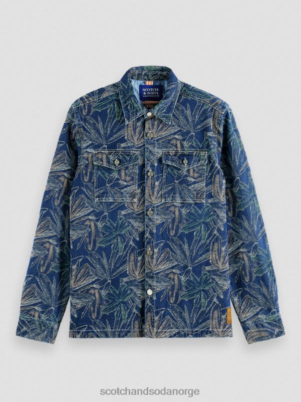 menn jacquard floral denim overskjorte indigo jacquard N40XD572 klær Scotch & Soda
