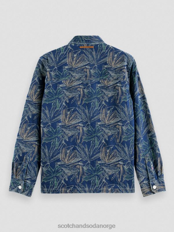 menn jacquard floral denim overskjorte indigo jacquard N40XD572 klær Scotch & Soda