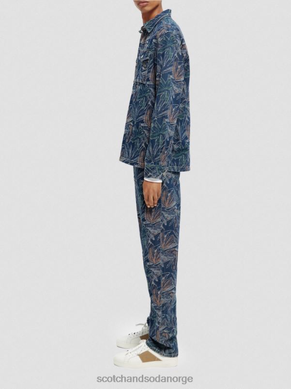 menn jacquard floral denim overskjorte indigo jacquard N40XD572 klær Scotch & Soda