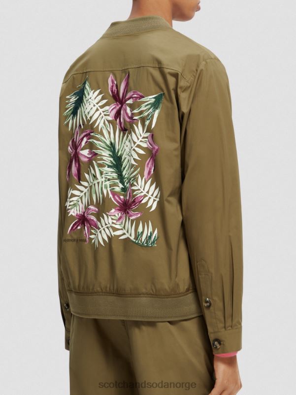 menn lett poplin-bluson i økologisk bomull kaki N40XD565 klær Scotch & Soda