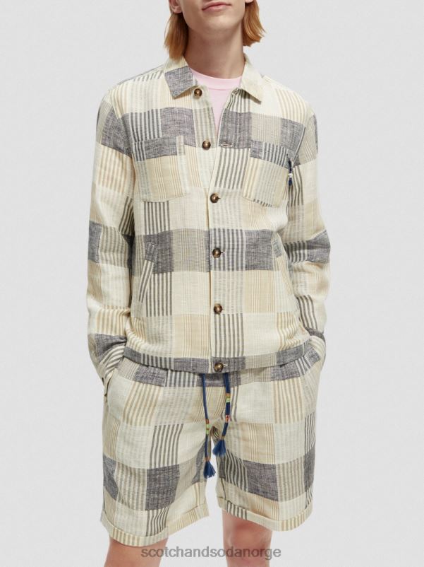 menn rutete jacquard overskjorte blå sjekk N40XD568 klær Scotch & Soda