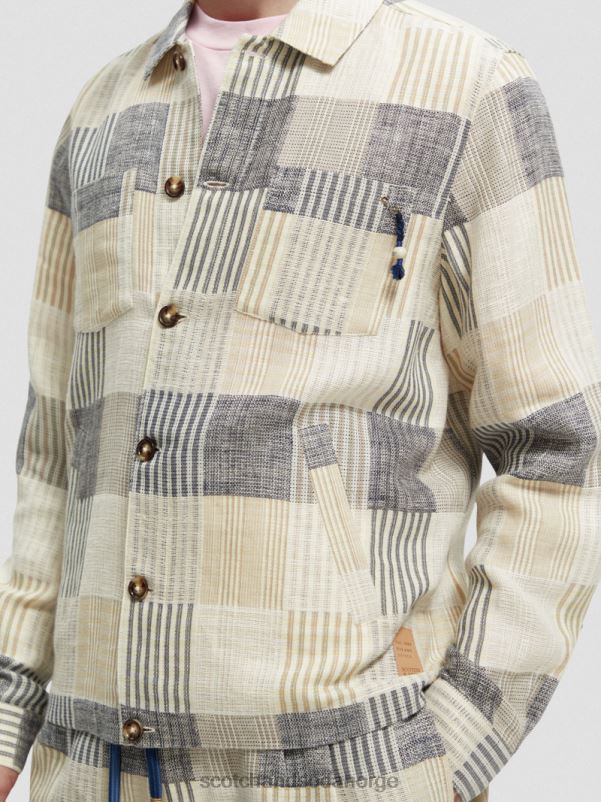 menn rutete jacquard overskjorte blå sjekk N40XD568 klær Scotch & Soda