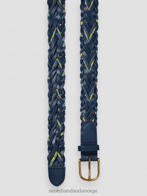menn flettet skinn og snorbelte marine N40XD720 tilbehør Scotch & Soda