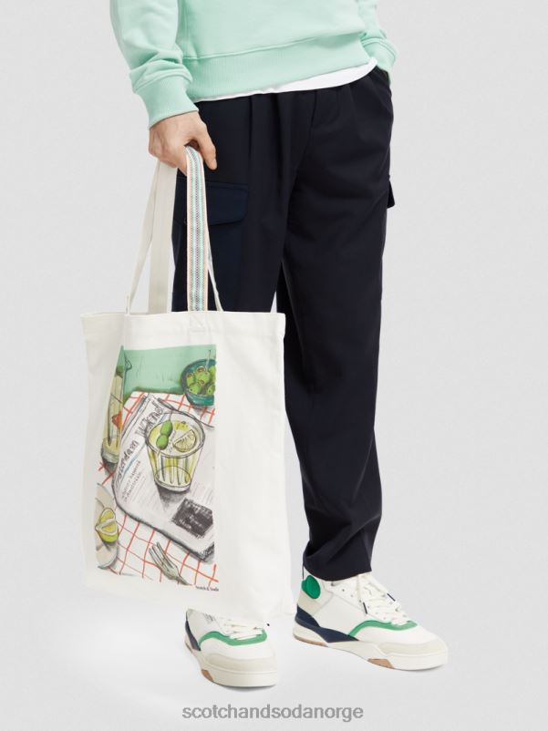menn lerretskunst-tote bag hvit N40XD701 tilbehør Scotch & Soda