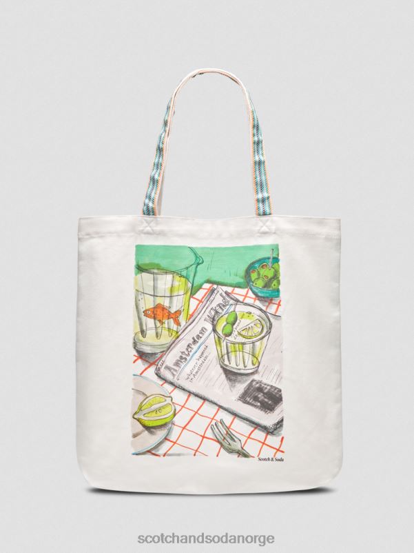 menn lerretskunst-tote bag hvit N40XD701 tilbehør Scotch & Soda