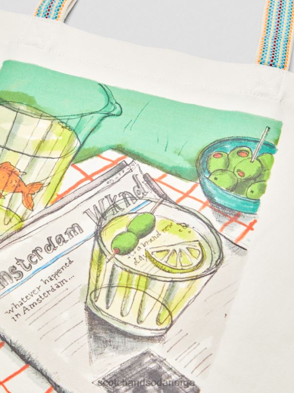 menn lerretskunst-tote bag hvit N40XD701 tilbehør Scotch & Soda