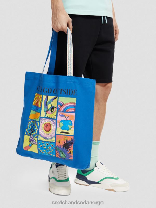 menn lerretskunst-tote bag iris blå N40XD703 tilbehør Scotch & Soda