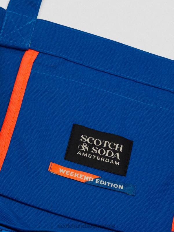 menn lerretskunst-tote bag iris blå N40XD703 tilbehør Scotch & Soda